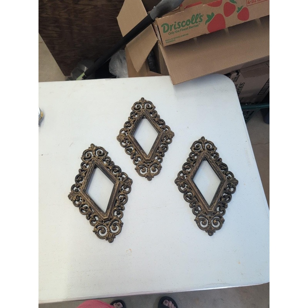 Vtg Set of 3 Homco Burwood Diamond Shaped Wall Plaques